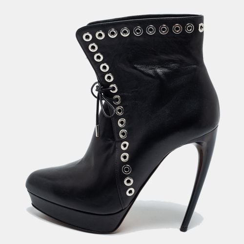 Leather Eyelet Detail Platform Ankle Booties Size 36 - Alexander McQueen - Modalova