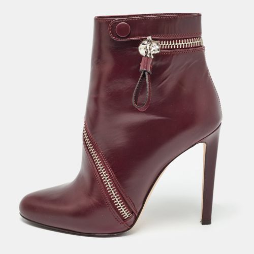 Leather Spiral Zip Detail Ankle Boots Size 39 - Alexander McQueen - Modalova