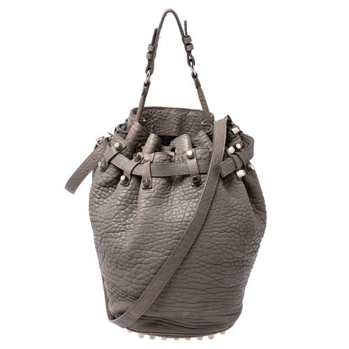 Taupe Textured Leather Diego Bucket Bag - Alexander Wang - Modalova