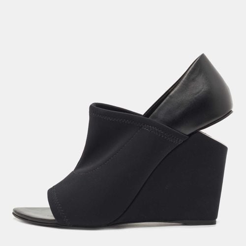 Leather and Stretch Fabric Alla Wedge Open Toe Pumps Size 39.5 - Alexander Wang - Modalova