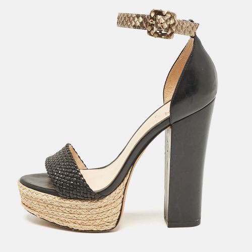 Beige Leather and Python Leather Ankle Strap Sandals Size 36 - Alexandre Birman - Modalova