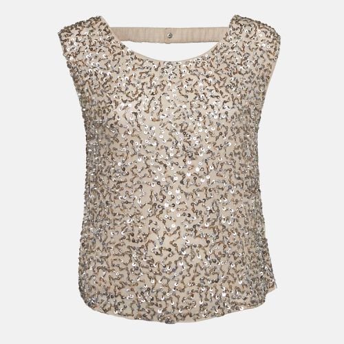 Sequin and Beads Embellished Chiffon Sleeveless Top M - Alice + Olivia - Modalova