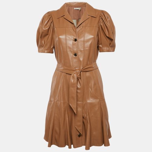 Faux Leather Button Front Belted Mini Dress M - Alice + Olivia - Modalova