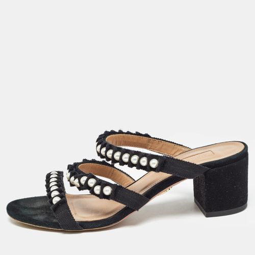 Suede and Canvas Love Story Slide Sandals Size 37.5 - Aquazzura - Modalova