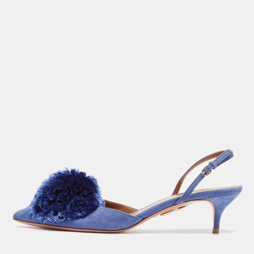 Fur and Suede Powder Puff Slingback Pumps Size 39 - Aquazzura - Modalova