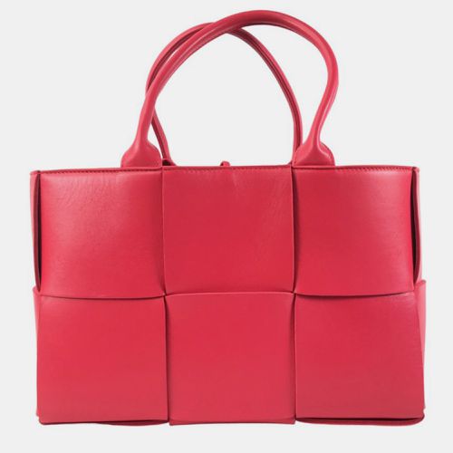 Red Intrecciato Lambskin Arco Small Tote Bag - Bottega Veneta - Modalova