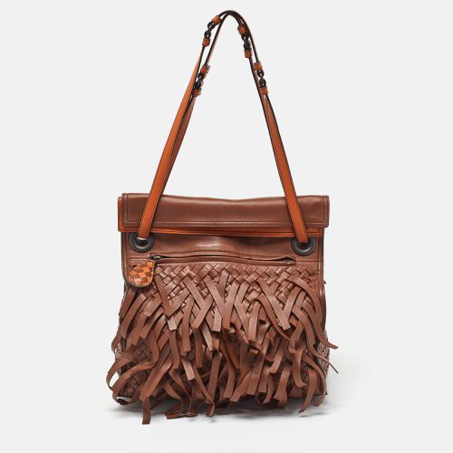 Orange Leather Intrecciato Fringe Palio Tote - Bottega Veneta - Modalova