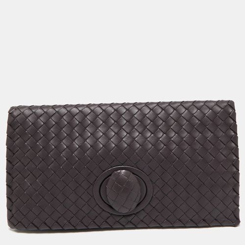 Mauve Intrecciato Leather Twist Lock Flap Clutch - Bottega Veneta - Modalova