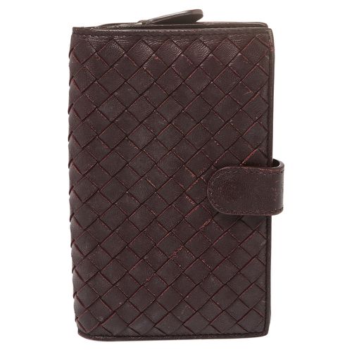 Plum Intrecciato Leather Continental Wallet - Bottega Veneta - Modalova