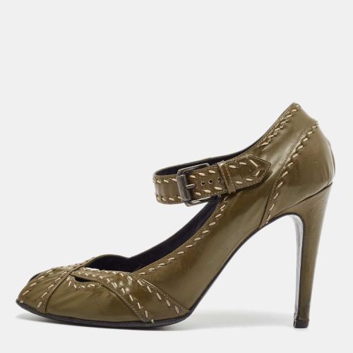 Olive Patent Leather Mary Jane Pumps Size 40 - Bottega Veneta - Modalova