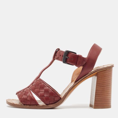 Intrecciato Leather T-Strap Sandals Size 37 - Bottega Veneta - Modalova