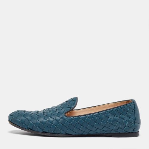 Turquoise Intrecciato Leather Smoking Slippers Size 36 - Bottega Veneta - Modalova