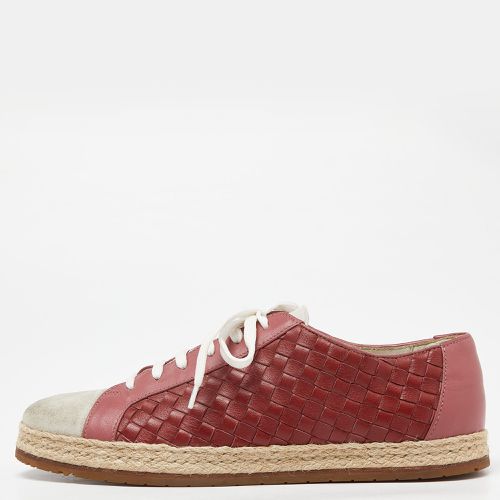 Tri Color Intrecciato Leather And Suede Cap Toe Espadrille Low Top Sneakers Size 39.5 - Bottega Veneta - Modalova