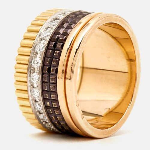 Quatre Classique Diamonds PVD 18k Three Tone Ring Size 52 - Boucheron - Modalova