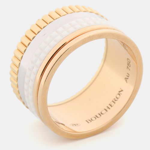 Quatre White Edition Ceramic 18K Three Tone Large Band Ring 58 - Boucheron - Modalova