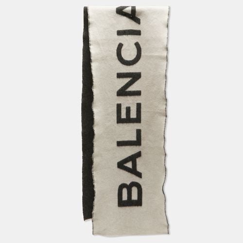 Logo Pattern Wool Scarf - Balenciaga - Modalova