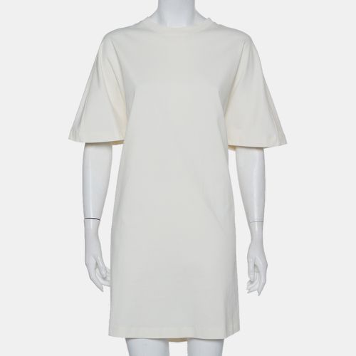 Off White Cotton Knit Oversized T-Shirt Dress M - Balenciaga - Modalova