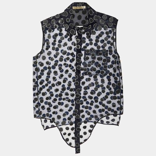 Dotted Pattern Organza Button Front Blouse M - Balenciaga - Modalova