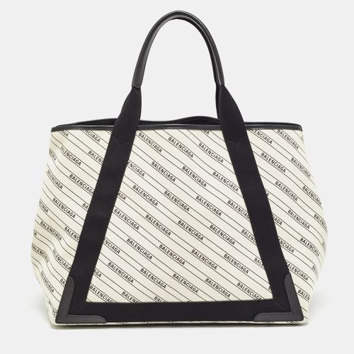 Black Canvas and Leather M Navy Cabas Tote - Balenciaga - Modalova