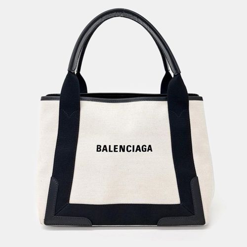 Cream Canvas Small Cabas Tote Bag - Balenciaga - Modalova