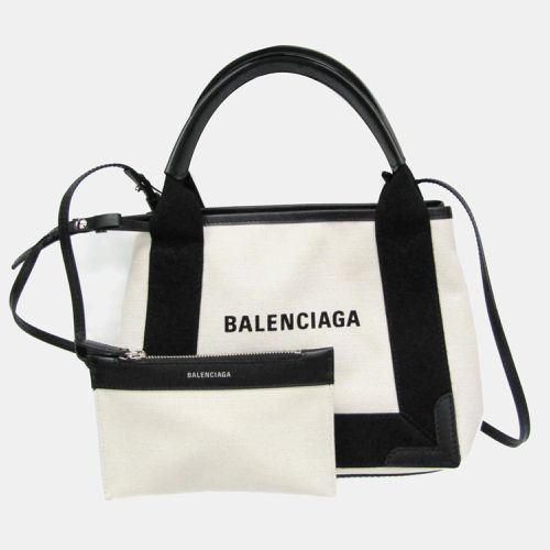 Off-white Canvas and Leather Navy Cabas XS Tote Bag - Balenciaga - Modalova