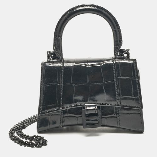 Croc Embossed Leather Mini Chain Hourglass Bag - Balenciaga - Modalova