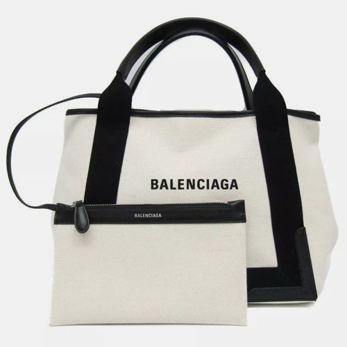 Canvas Leather Navy Cabas S Women's Handbag - Balenciaga - Modalova