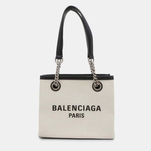 Gray Canvas Leather Duty Free Chain Tote Bag Size Small - Balenciaga - Modalova