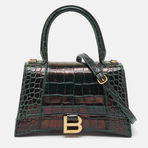 Croc Embossed Leather Small Hourglass Top Handle Bag - Balenciaga - Modalova