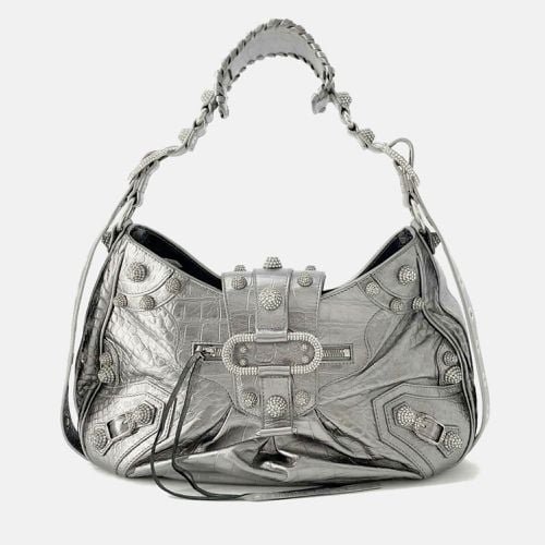 Crocodile-embossed Leather Rhinestone neo cagoule bag - Balenciaga - Modalova