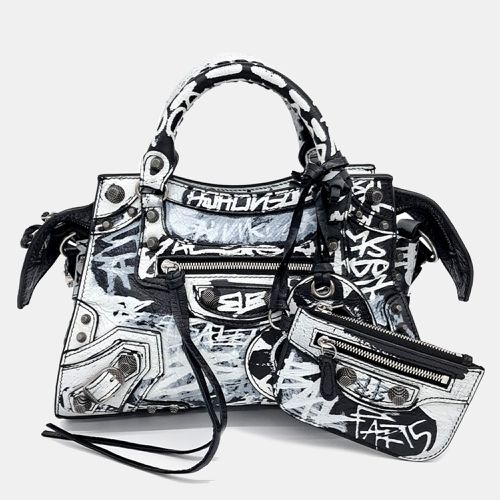 White Leather Graffiti Neo Cargol XS Bag - Balenciaga - Modalova