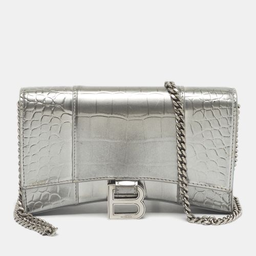 Croc Embossed Patent Leather Hourglass Wallet on Chain - Balenciaga - Modalova
