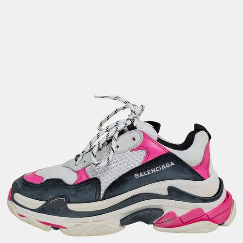 Pink Leather And Mesh Triple S Platform Sneakers Size 38 - Balenciaga - Modalova