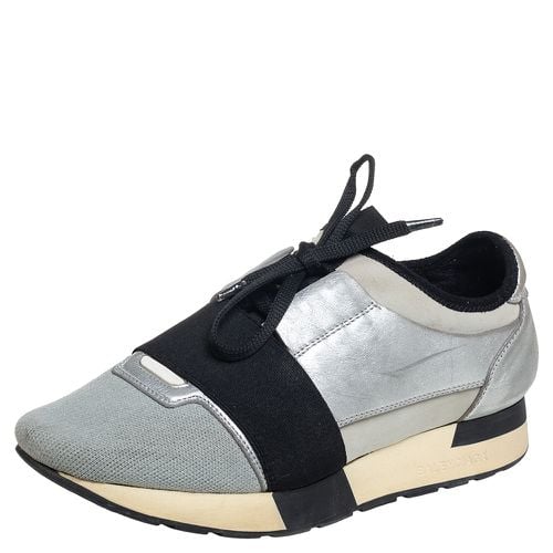 Grey/ Leather And Knit Fabric Race Runner Sneakers Size 38 - Balenciaga - Modalova