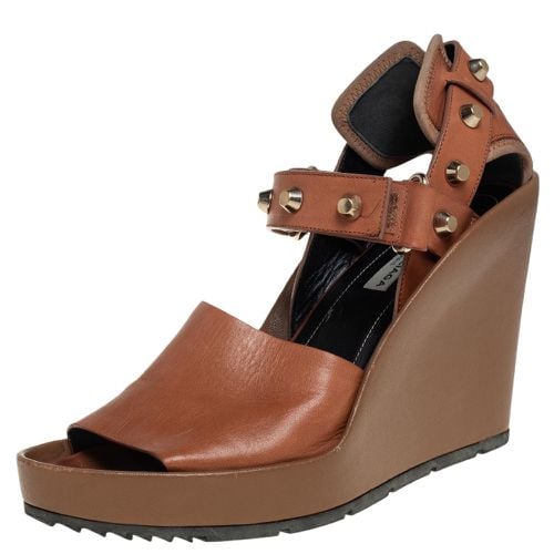 Leather Wedge Ankle Strap Sandals Size 38.5 - Balenciaga - Modalova