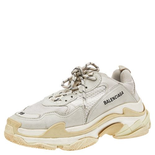 Beige Leather and Mesh Triple S Sneakers Size 39 - Balenciaga - Modalova