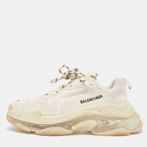 White/ Nubuck Leather and Mesh Triple S Clear Sneakers Size 40 - Balenciaga - Modalova