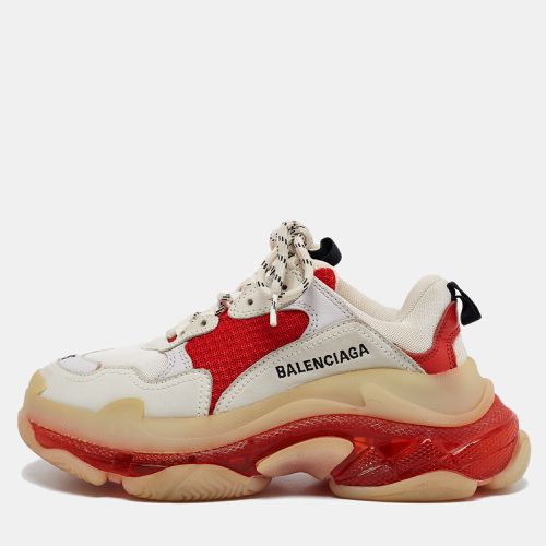 Red Leather and Mesh Triple S Clear Sole Sneakers Size 36 - Balenciaga - Modalova