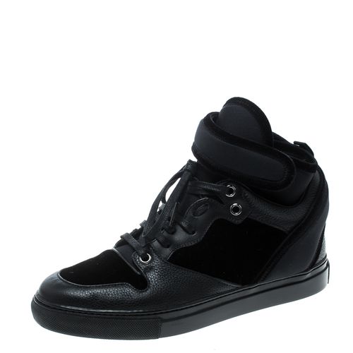 Velvet and Leather High Top Sneakers Size 37 - Balenciaga - Modalova