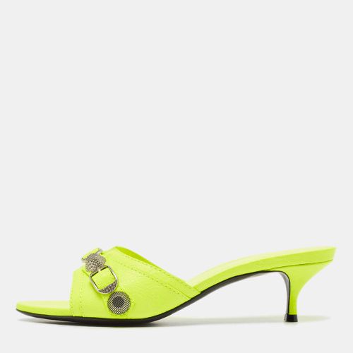 Neon Leather Le Cagole Studded Slide Sandals Size 37 - Balenciaga - Modalova