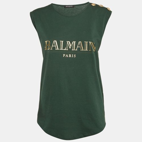 Logo Print Cotton Sleeveless T-Shirt M - Balmain - Modalova