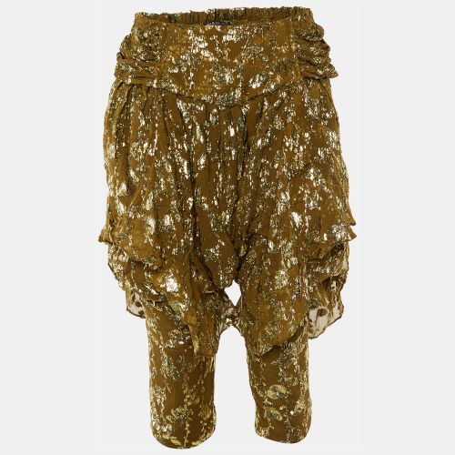 Olive Textured Lurex Chiffon Harem Pants M - Balmain - Modalova