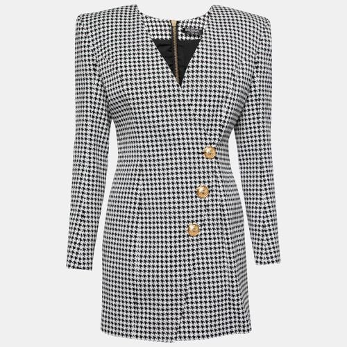 Monochrome Houndstooth Jacquard Mini Dress M - Balmain - Modalova