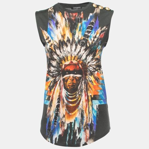 Dark Indian Tribal Print Cotton & Modal Tank Top M - Balmain - Modalova