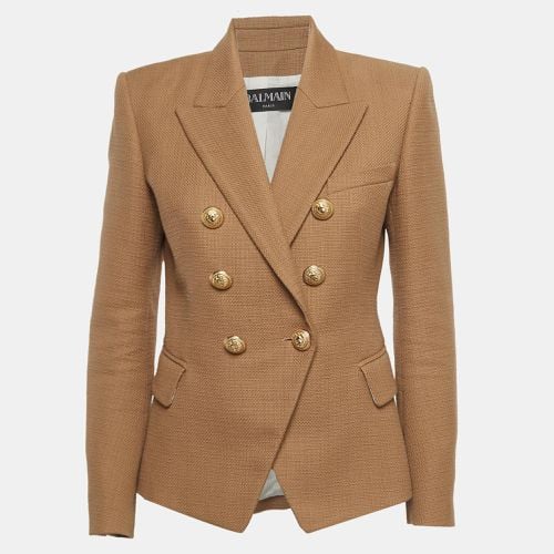 Textured Cotton Double-Breasted Blazer M - Balmain - Modalova