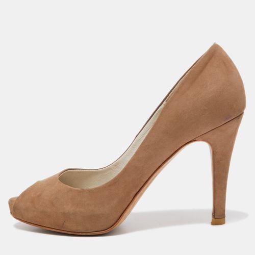 Nubuck Leather Peep Toe Platform Pumps Size 37 - Balmain - Modalova