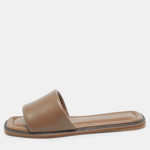 Leather Square Toe Flat Slide Size 39 - Brunello Cucinelli - Modalova