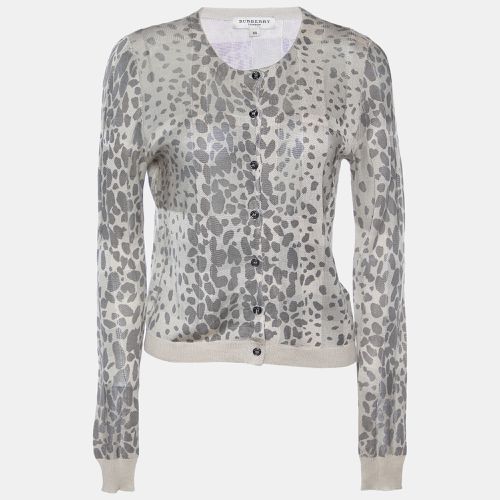 Animal Printed Silk Knit Button Front Cardigan XS - Burberry London - Modalova