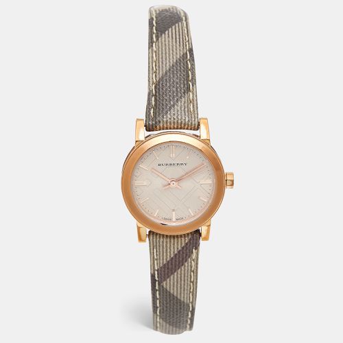 Rose Gold PVD Coated Stainless Steel Canvas Leather The City BU9236 Women's Wristwatch 26 mm - Burberry - Modalova