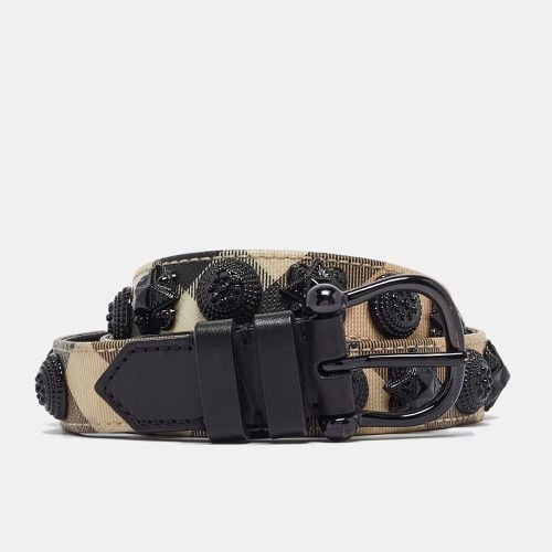 Black Supernova Check Coated Canvas and Leather Embellished Buckle Belt 100 CM - Burberry - Modalova